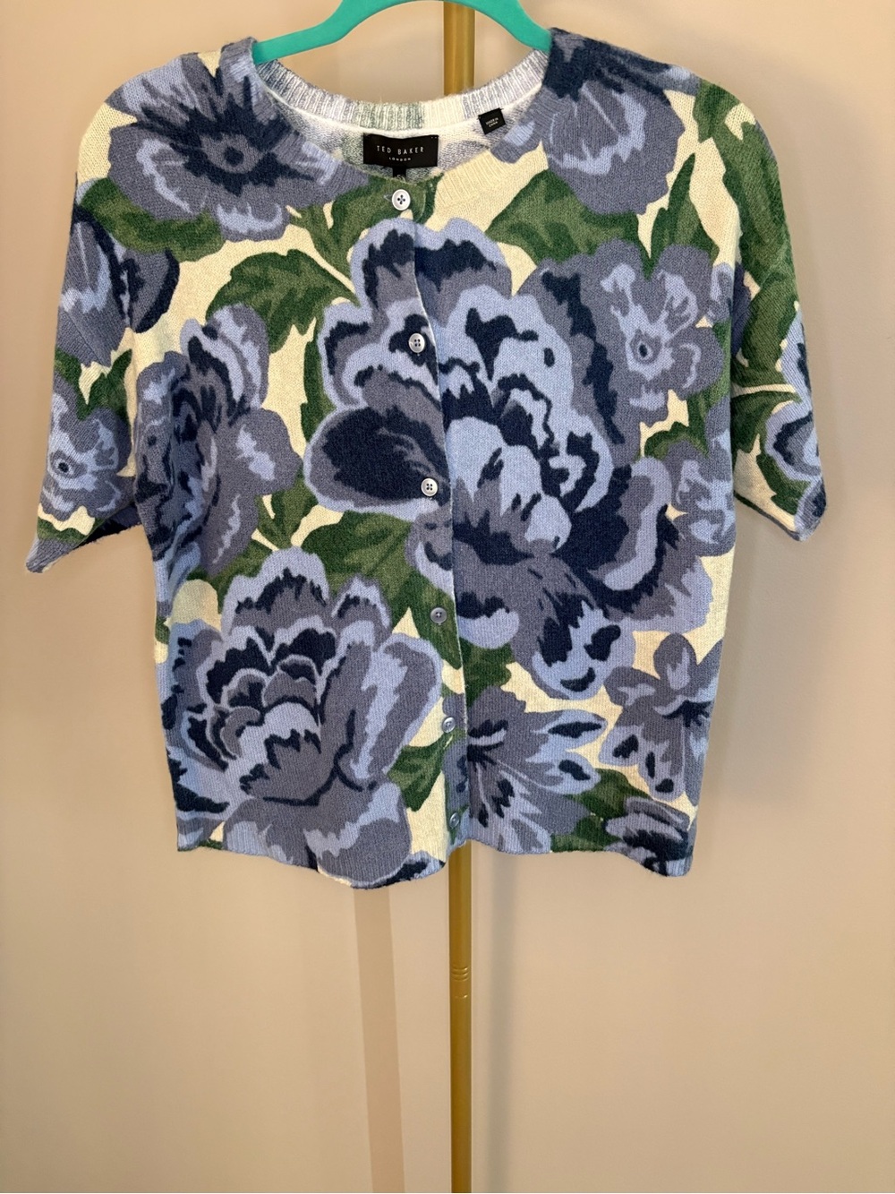 Ted Baker London Reanna Floral Short Sleeve Knit Cardigan NWT